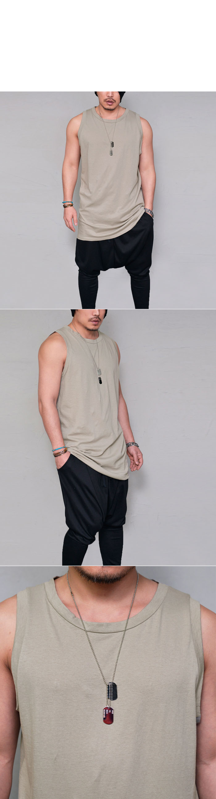 Tops Tanks Overfit Extra Long UndershirtTank 182 GUYLOOK Men's